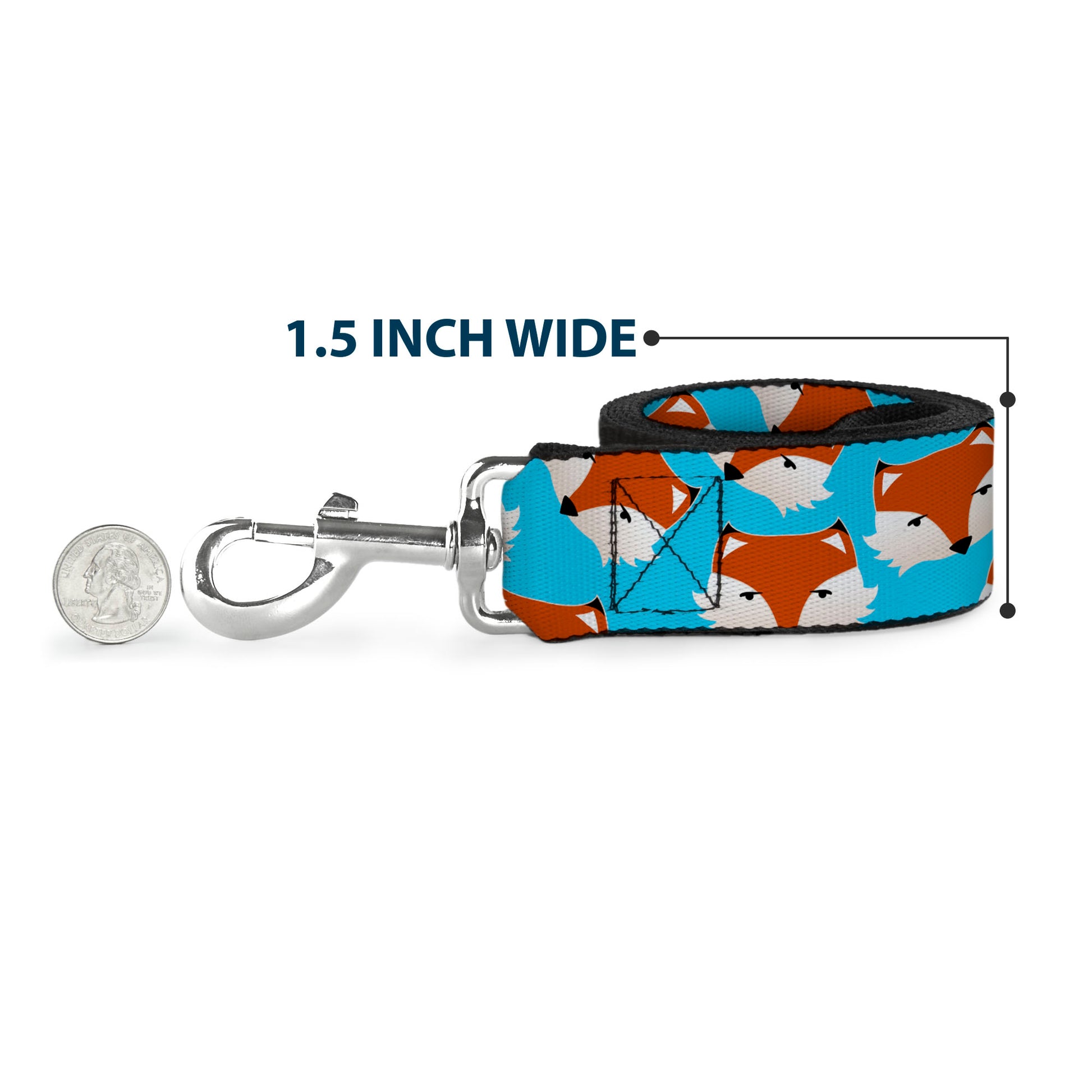 Dog Leash - Fox Face Scattered Sky Blue Dog Leashes Buckle-Down