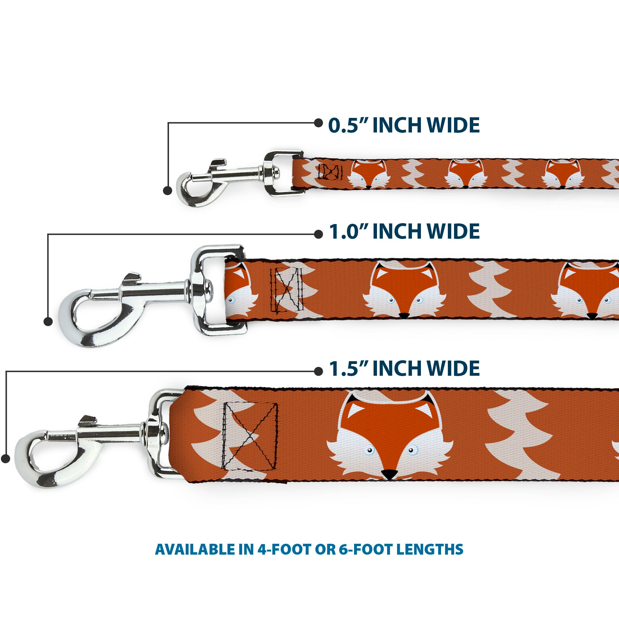 Dog Leash - Fox Face/Tail Orange/Natural Dog Leashes Buckle-Down