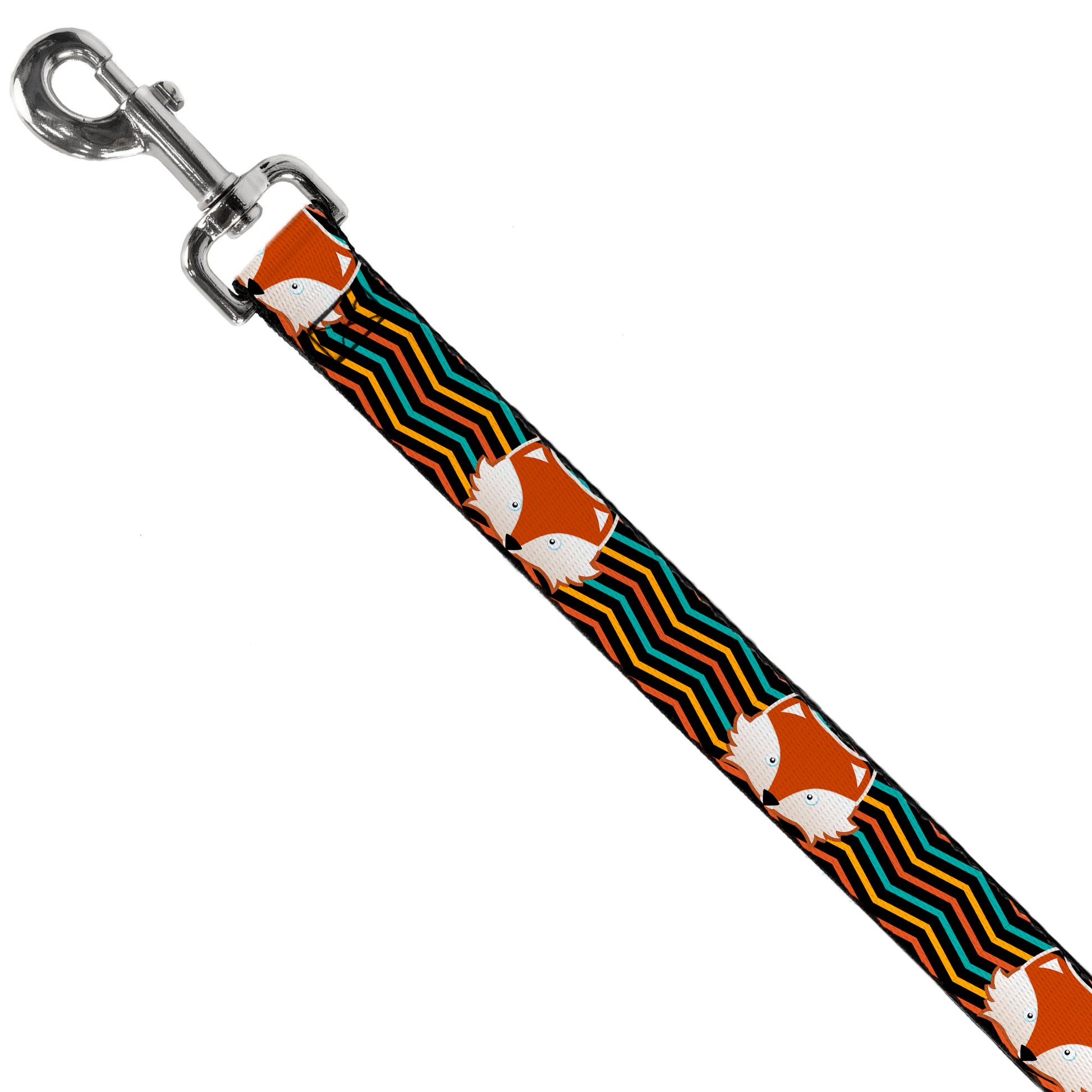Dog Leash - Fox Face/Stripes Black/Multi Color Dog Leashes Buckle-Down