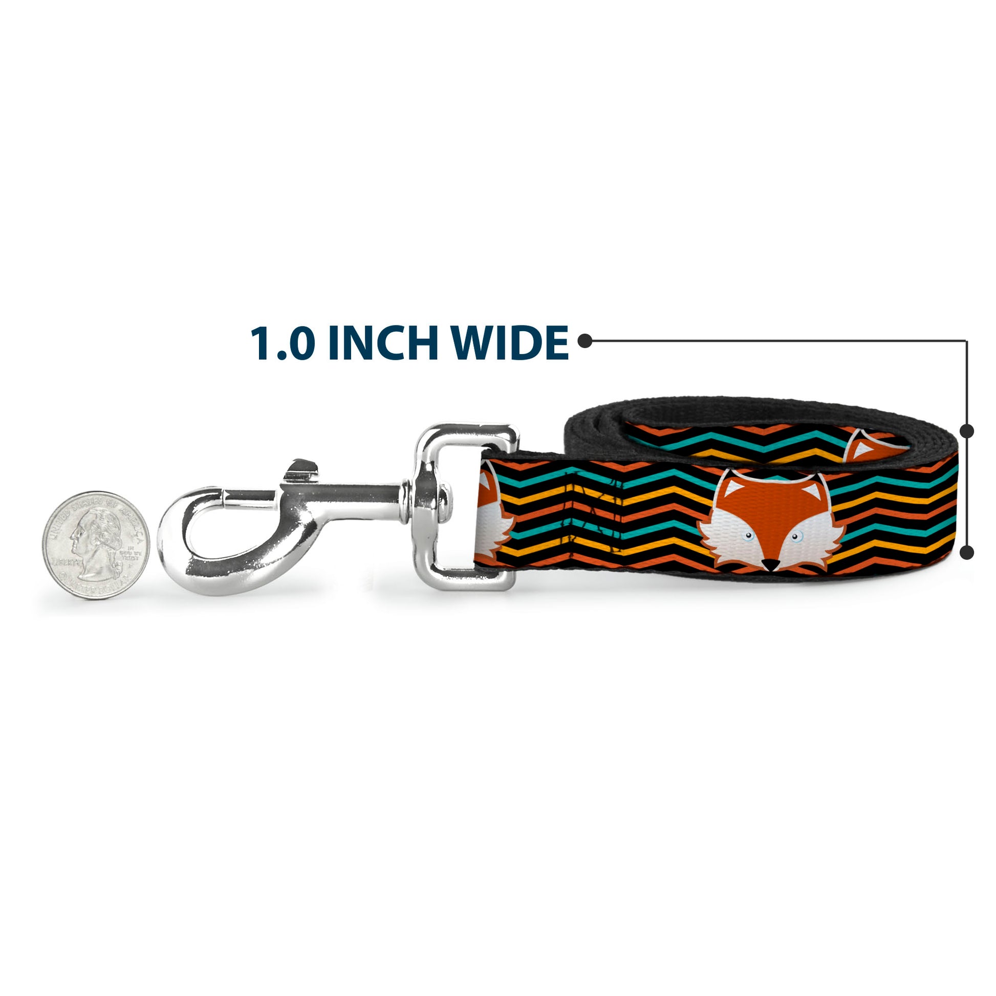 Dog Leash - Fox Face/Stripes Black/Multi Color Dog Leashes Buckle-Down