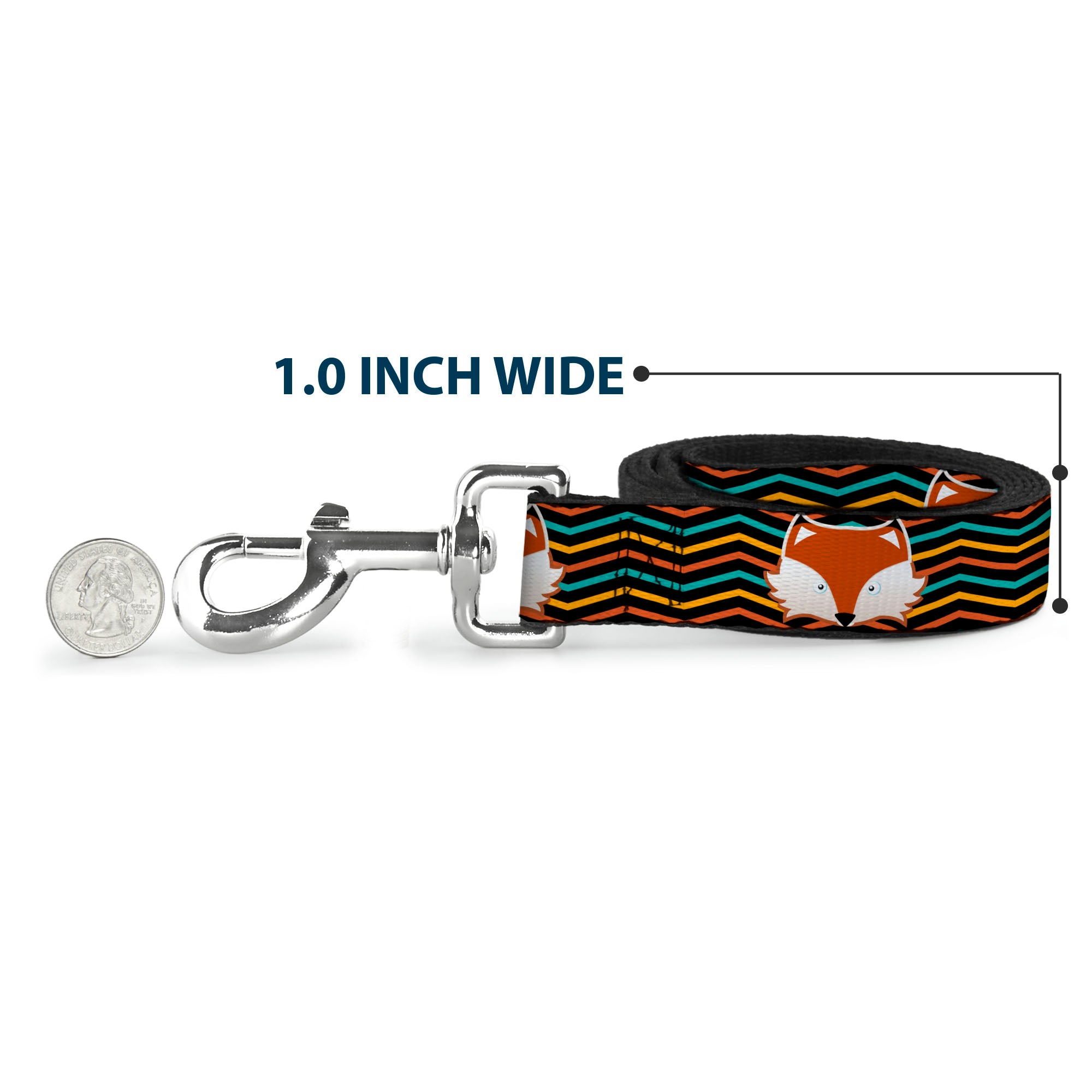 Dog Leash - Fox Face/Stripes Black/Multi Color Dog Leashes Buckle-Down