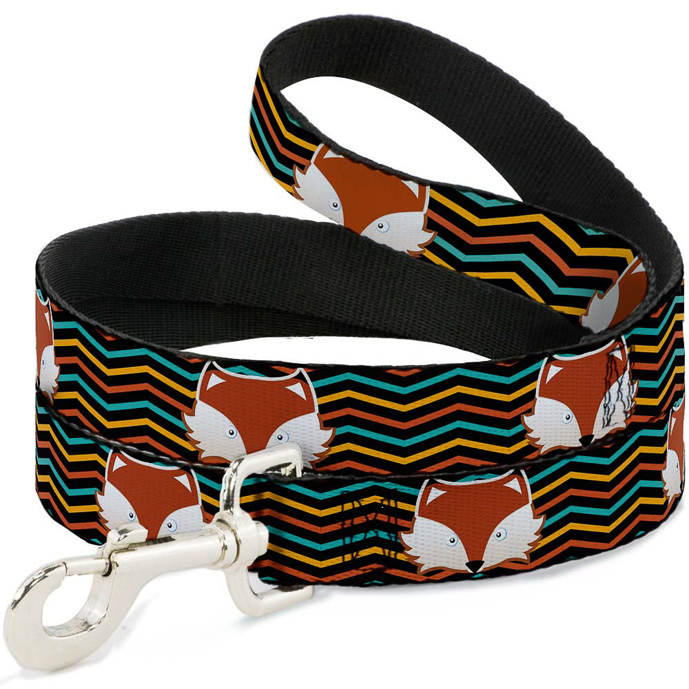 Dog Leash - Fox Face/Stripes Black/Multi Color Dog Leashes Buckle-Down