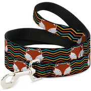 Dog Leash - Fox Face/Stripes Black/Multi Color Dog Leashes Buckle-Down
