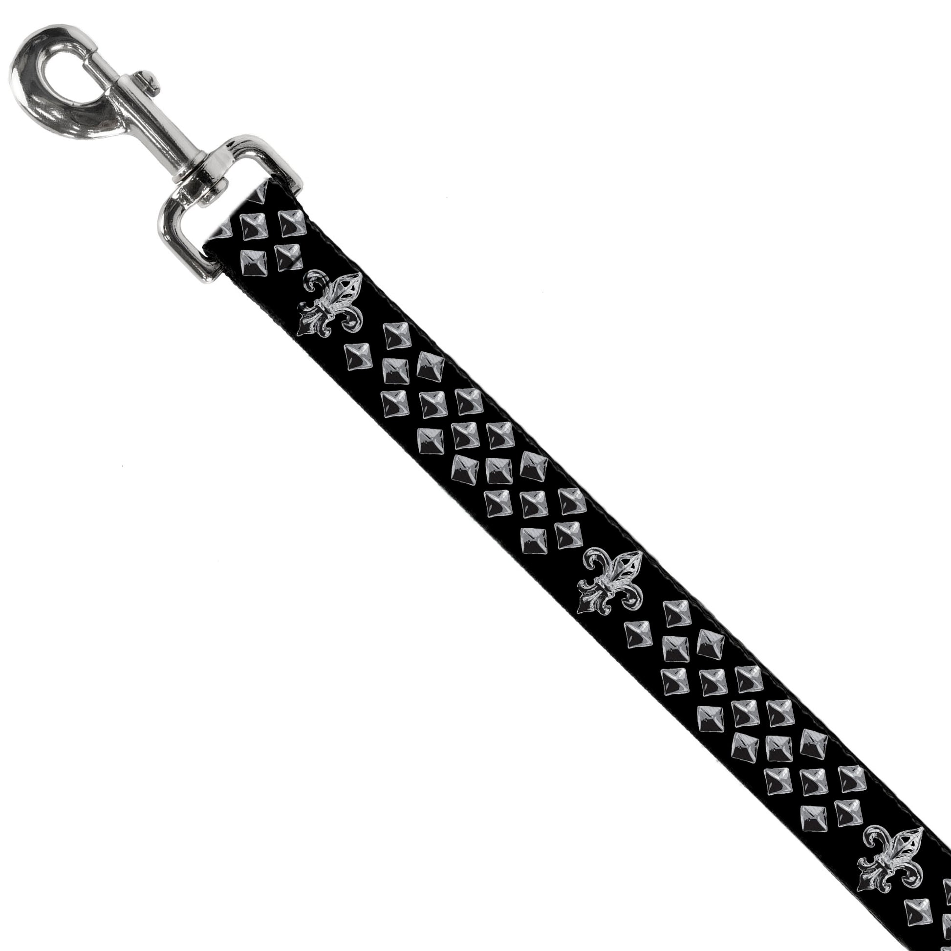 Dog Leash - Fleur-de-Lis/Studs Black/Grays Dog Leashes Buckle-Down