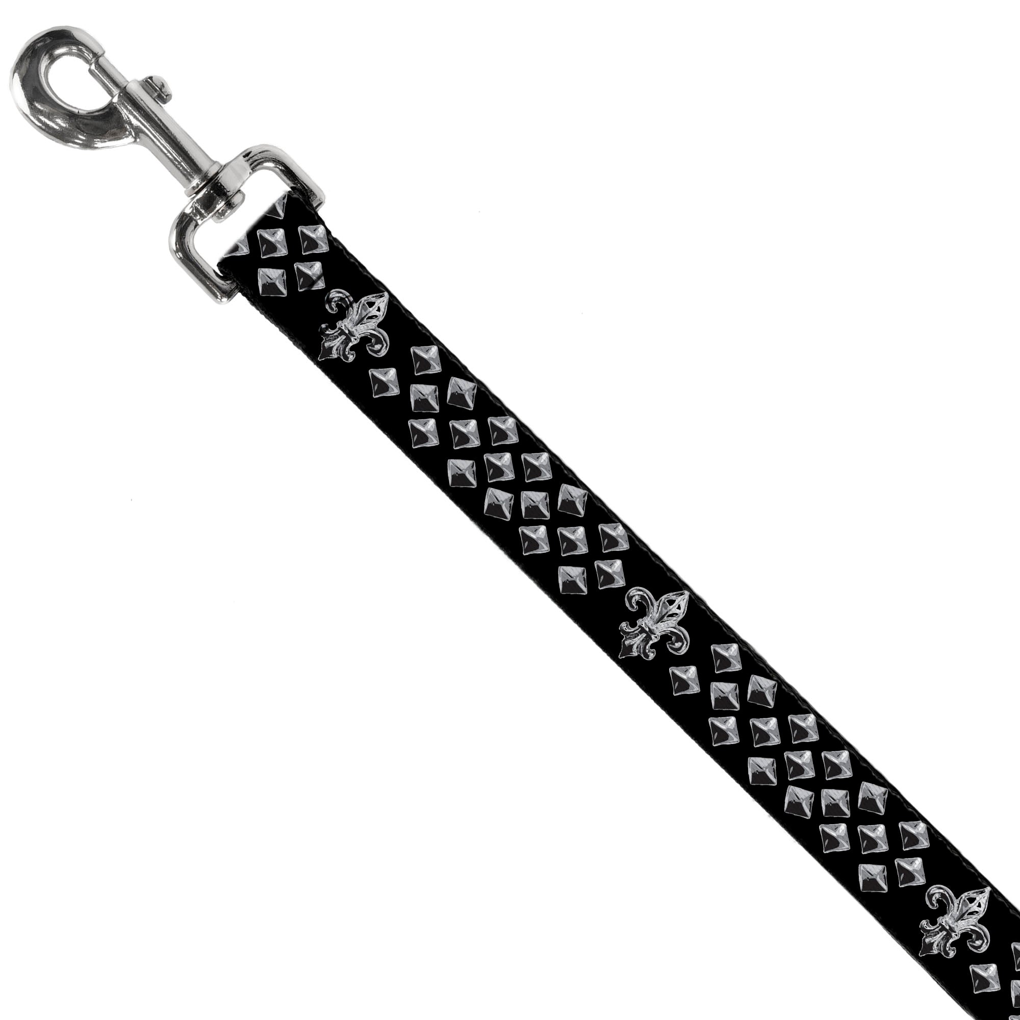 Dog Leash - Fleur-de-Lis/Studs Black/Grays Dog Leashes Buckle-Down
