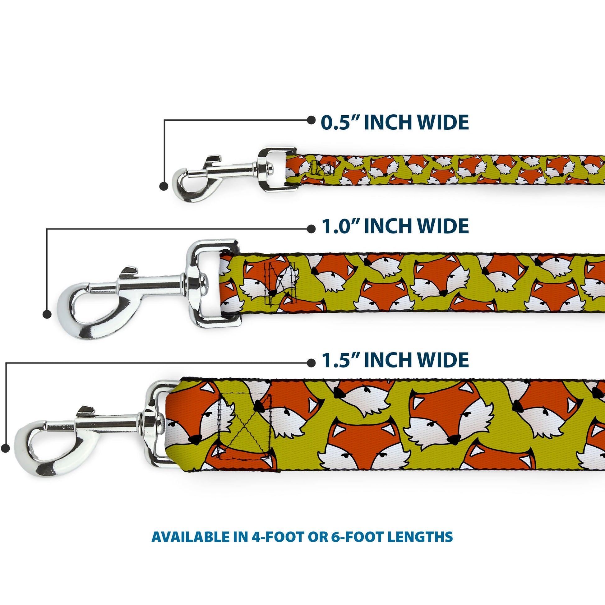 Dog Leash - Fox Face Scattered Warm Olive2 Dog Leashes Buckle-Down