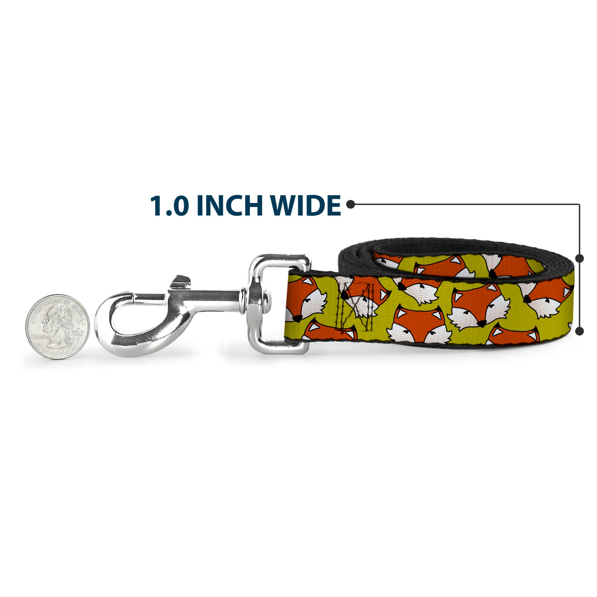 Dog Leash - Fox Face Scattered Warm Olive2 Dog Leashes Buckle-Down