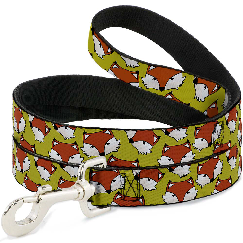Dog Leash - Fox Face Scattered Warm Olive2 Dog Leashes Buckle-Down