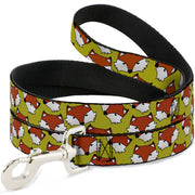 Dog Leash - Fox Face Scattered Warm Olive2 Dog Leashes Buckle-Down