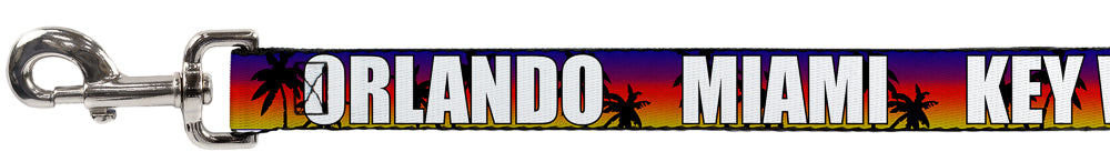 Dog Leash - Florida Cities Palm Tree Sunset/White Dog Leashes Buckle-Down