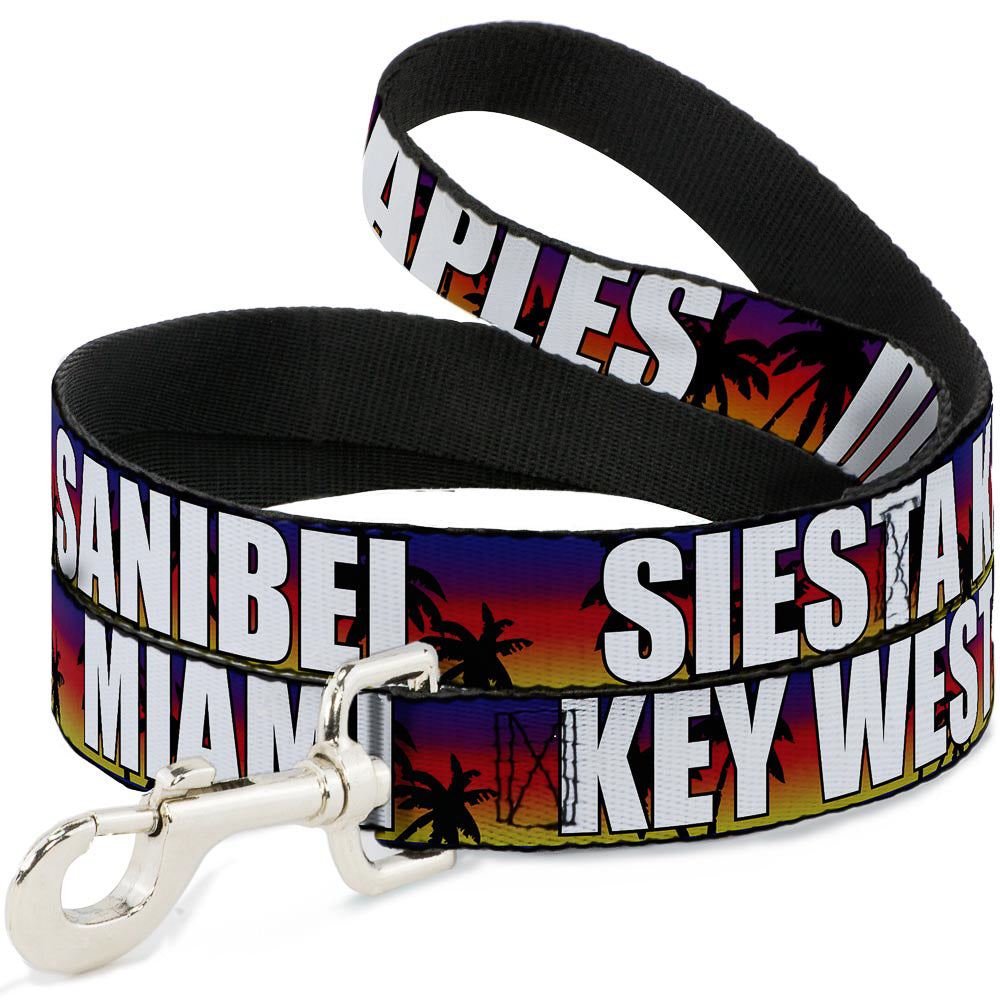Dog Leash - Florida Cities Palm Tree Sunset/White Dog Leashes Buckle-Down