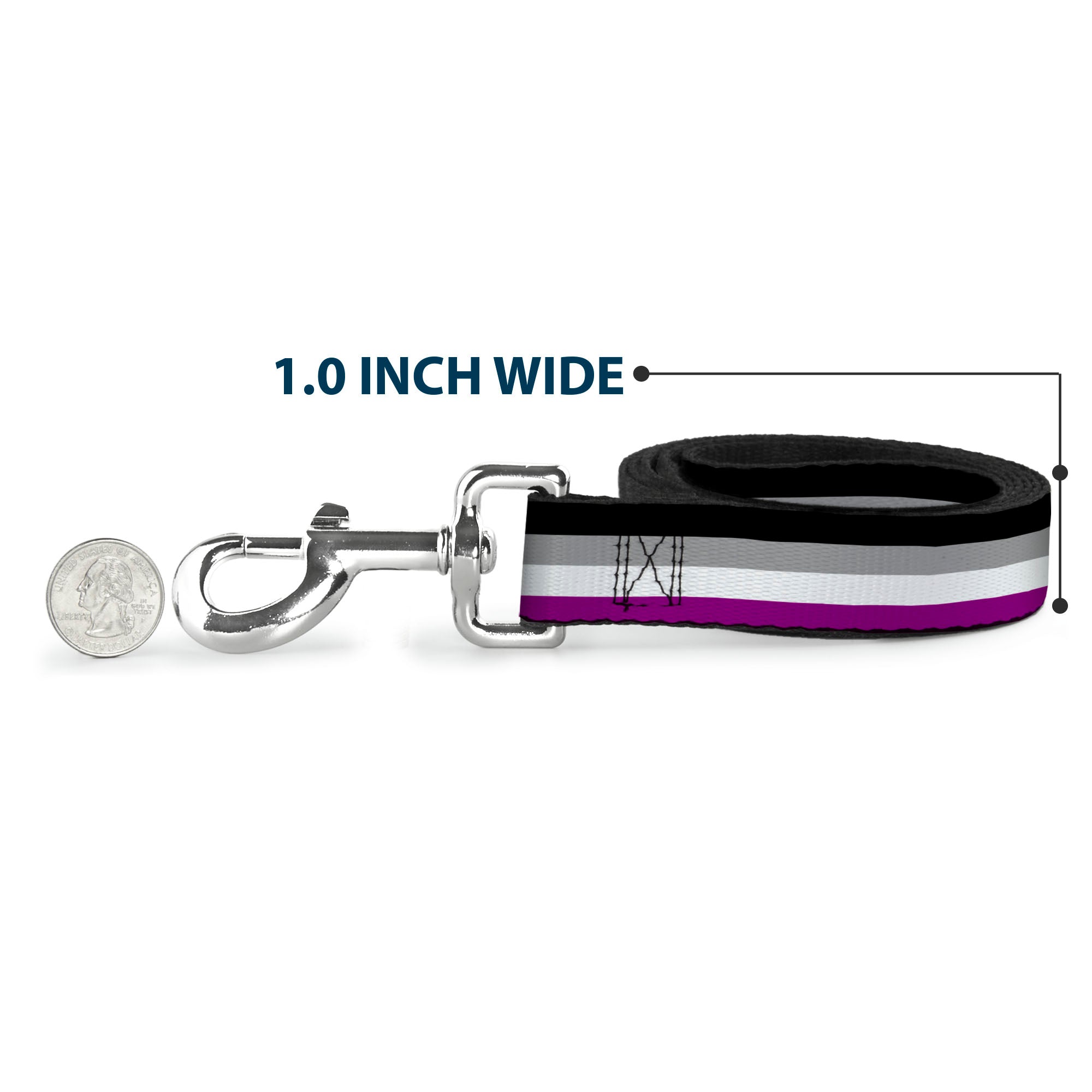Dog Leash - Flag Asexual Black/Gray/White/Purple Dog Leashes Buckle-Down