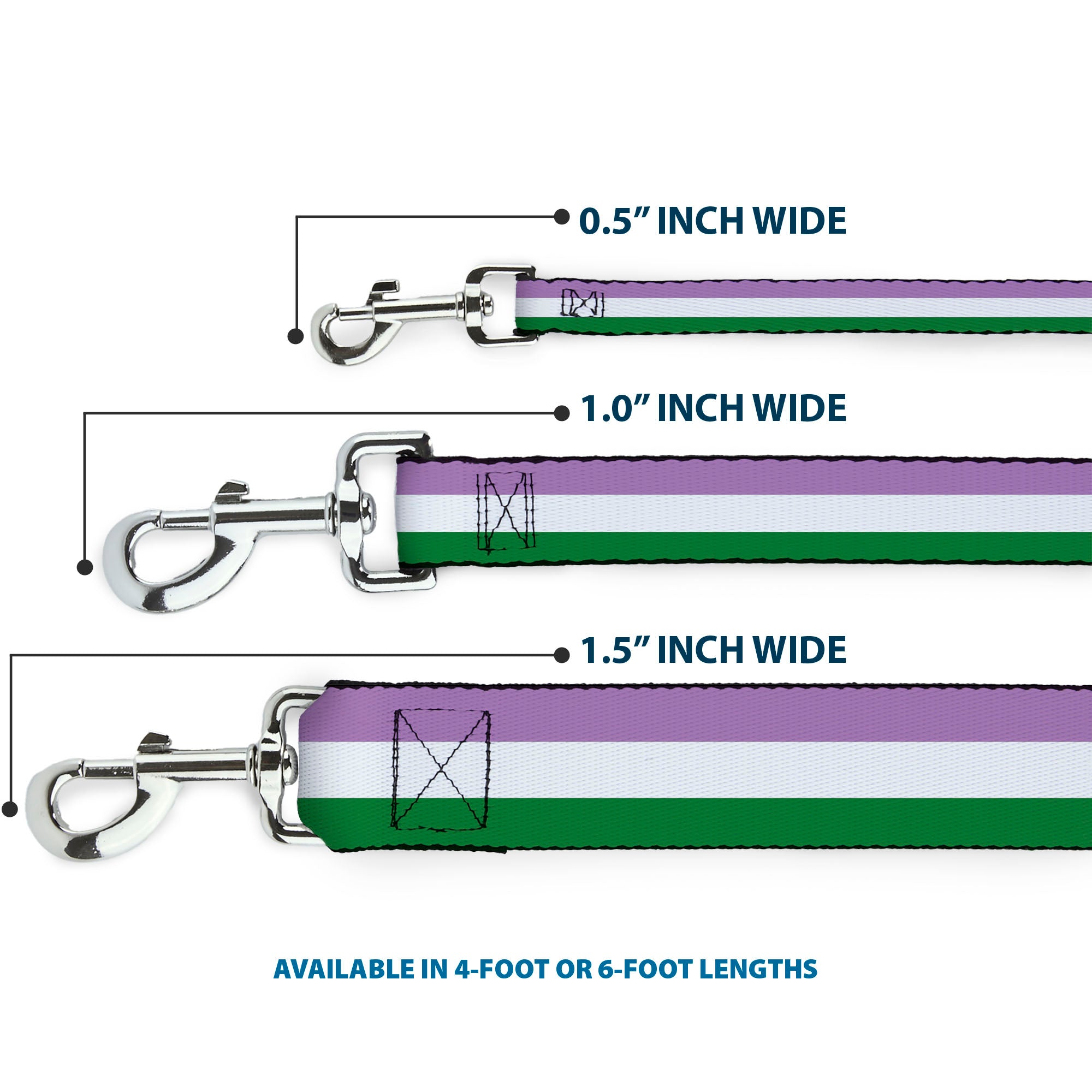 Dog Leash - Flag Genderqueer Lavender/White/Green Dog Leashes Buckle-Down