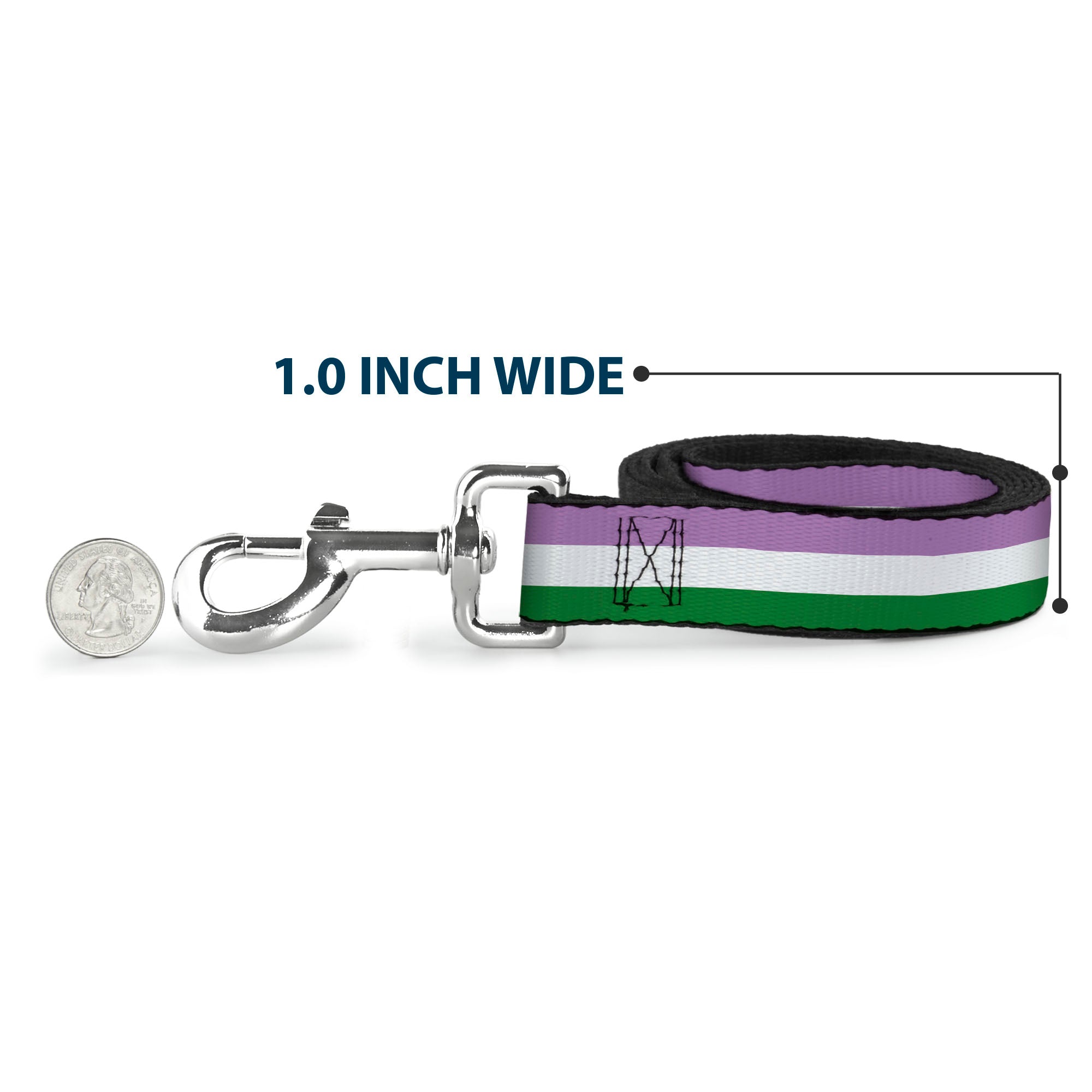 Dog Leash - Flag Genderqueer Lavender/White/Green Dog Leashes Buckle-Down