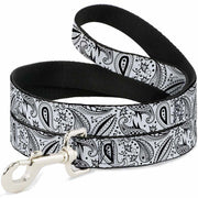 Dog Leash - Floral Paisley3 White/Black Dog Leashes Buckle-Down
