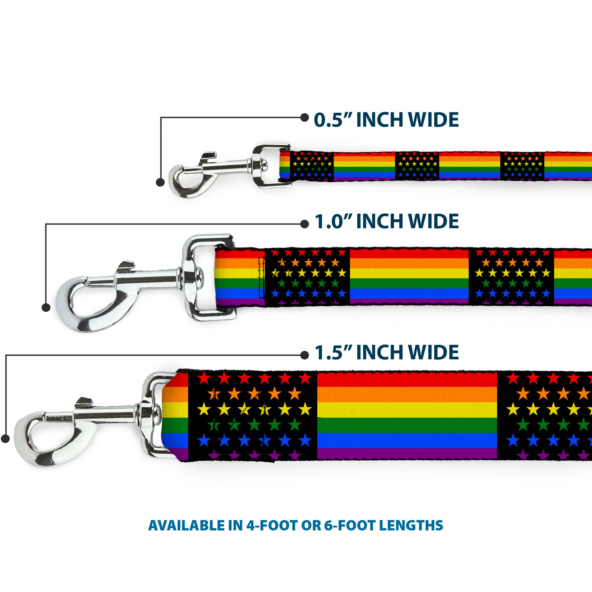 Dog Leash - Flag American Pride Rainbow/Black Dog Leashes Buckle-Down