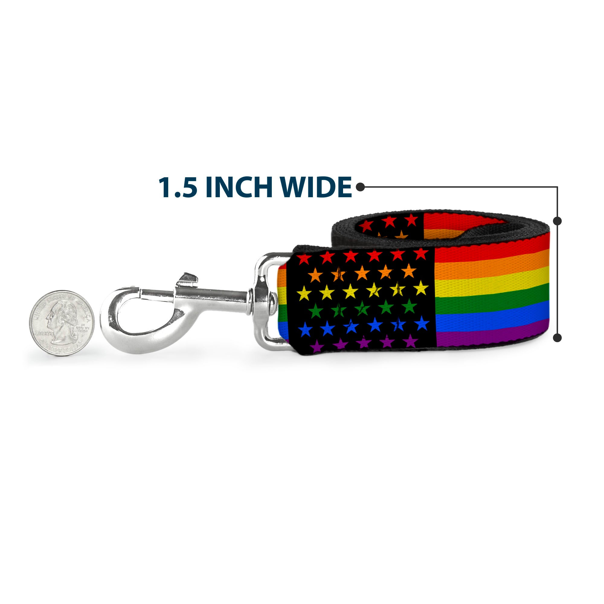 Dog Leash - Flag American Pride Rainbow/Black Dog Leashes Buckle-Down