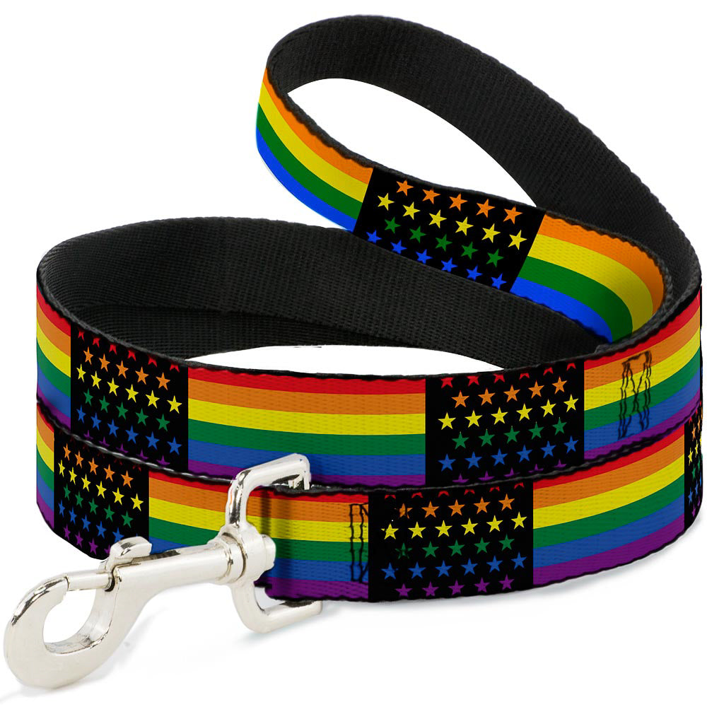 Dog Leash - Flag American Pride Rainbow/Black Dog Leashes Buckle-Down