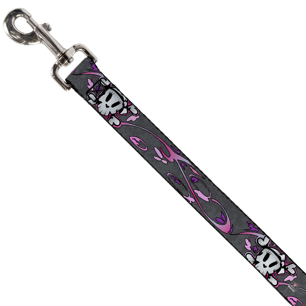 Dog Leash - Girlie Skull Gray Dog Leashes Buckle-Down