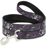 Dog Leash - Girlie Skull Gray Dog Leashes Buckle-Down