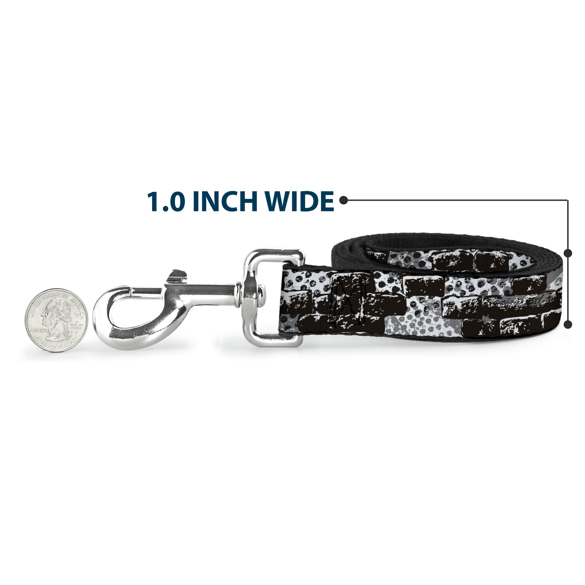 Dog Leash - Grunge Bricks Black/White Dog Leashes Buckle-Down