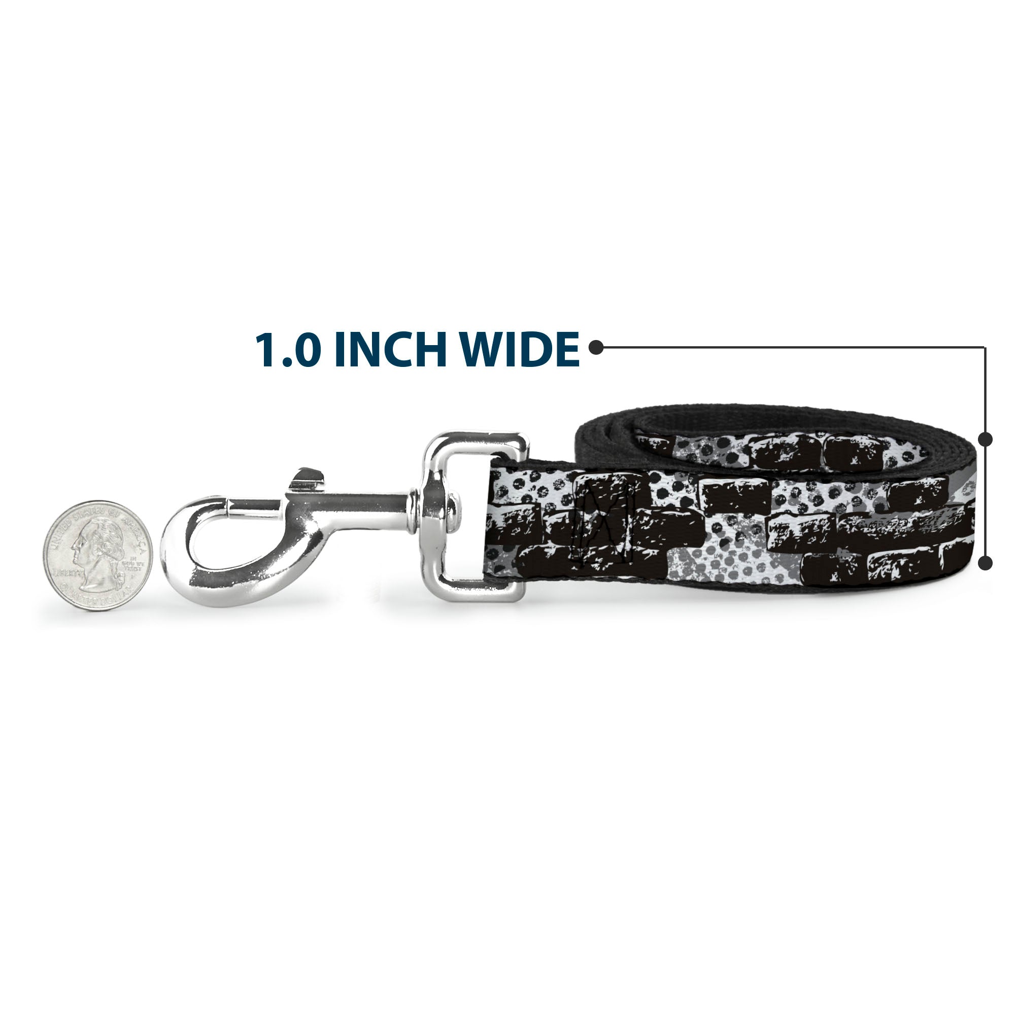 Dog Leash - Grunge Bricks Black/White Dog Leashes Buckle-Down