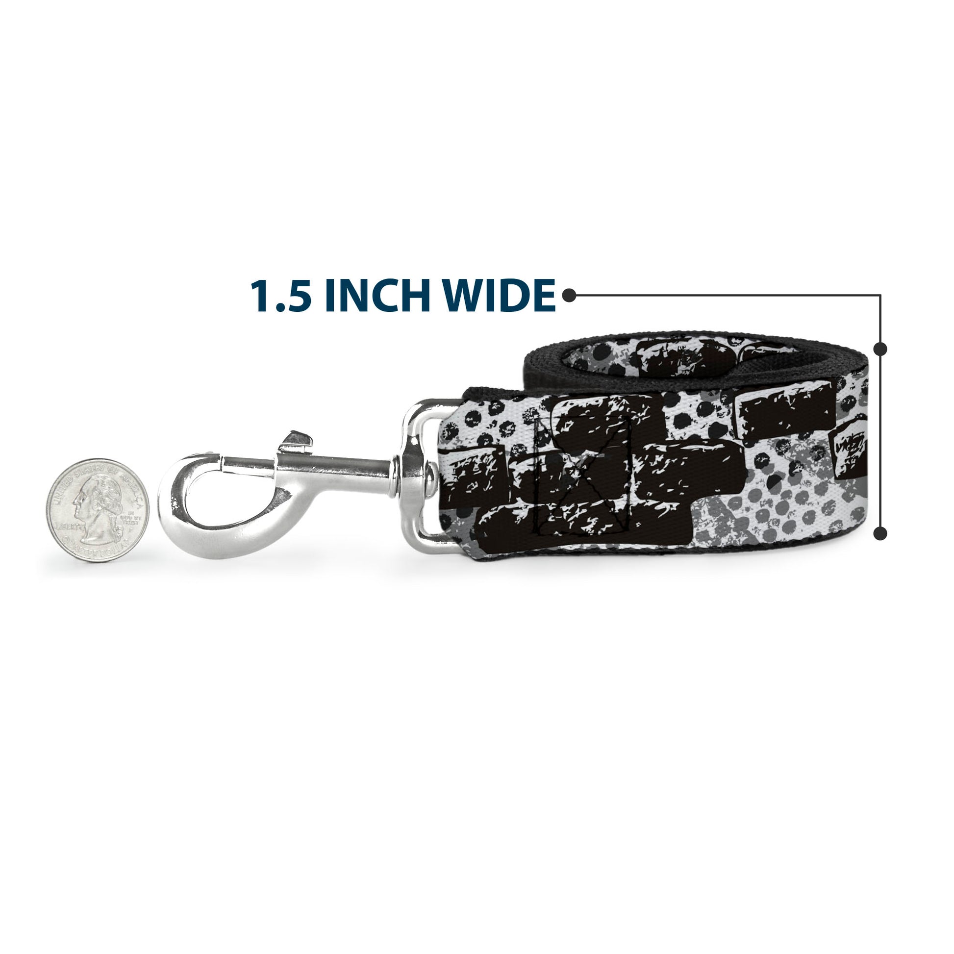 Dog Leash - Grunge Bricks Black/White Dog Leashes Buckle-Down
