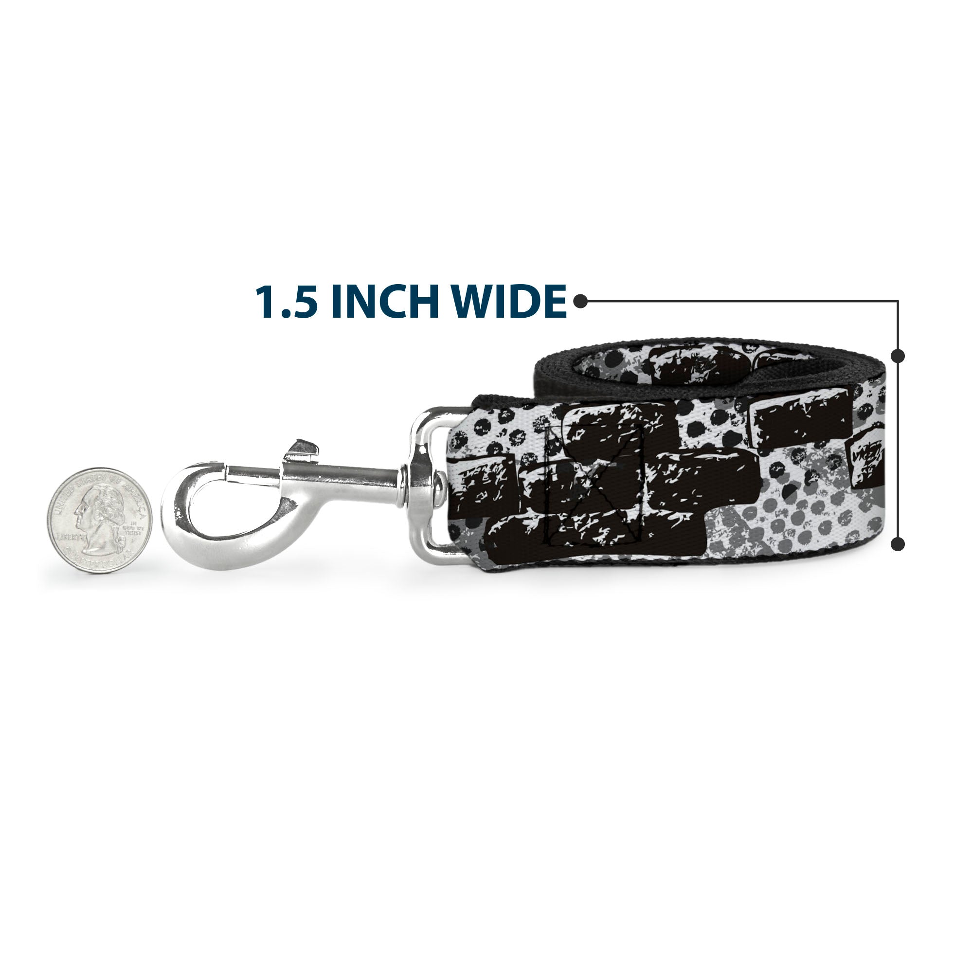 Dog Leash - Grunge Bricks Black/White Dog Leashes Buckle-Down
