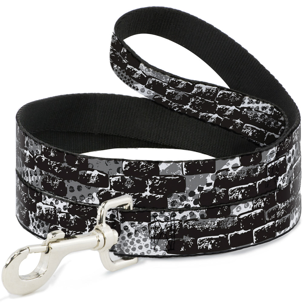 Dog Leash - Grunge Bricks Black/White Dog Leashes Buckle-Down