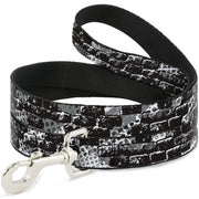 Dog Leash - Grunge Bricks Black/White Dog Leashes Buckle-Down