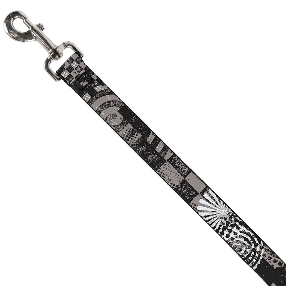 Dog Leash - Grunge Chaos Black/White Dog Leashes Buckle-Down
