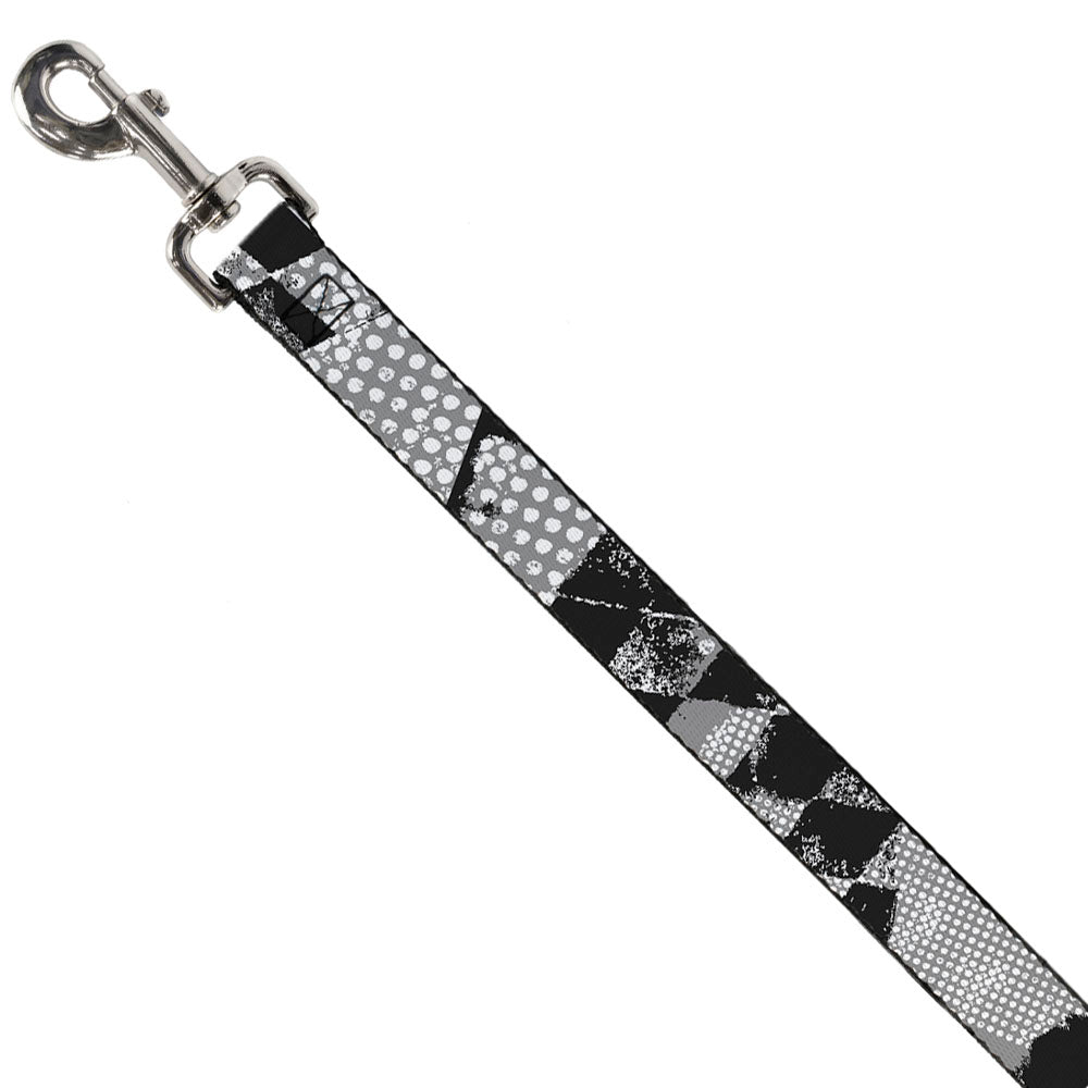 Dog Leash - Grunge Checker Flag Black/White Dog Leashes Buckle-Down