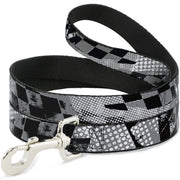 Dog Leash - Grunge Checker Flag Black/White Dog Leashes Buckle-Down