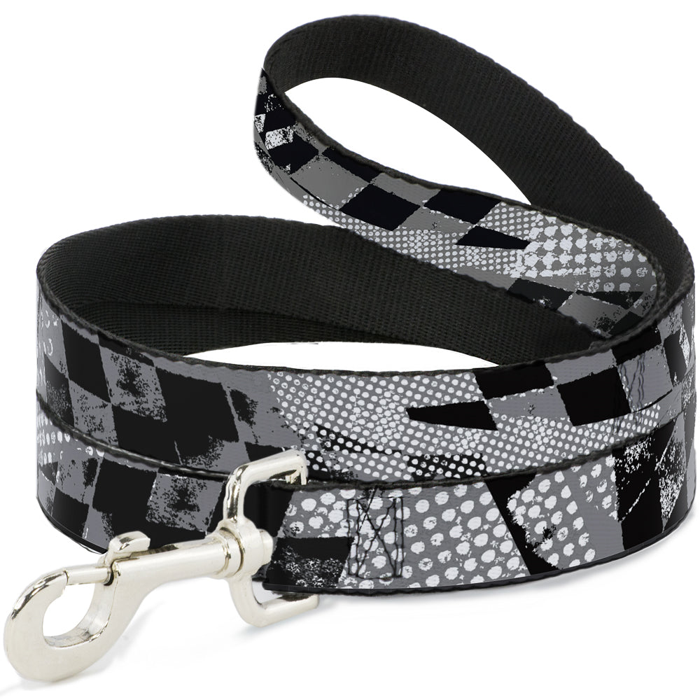 Dog Leash - Grunge Checker Flag Black/White Dog Leashes Buckle-Down