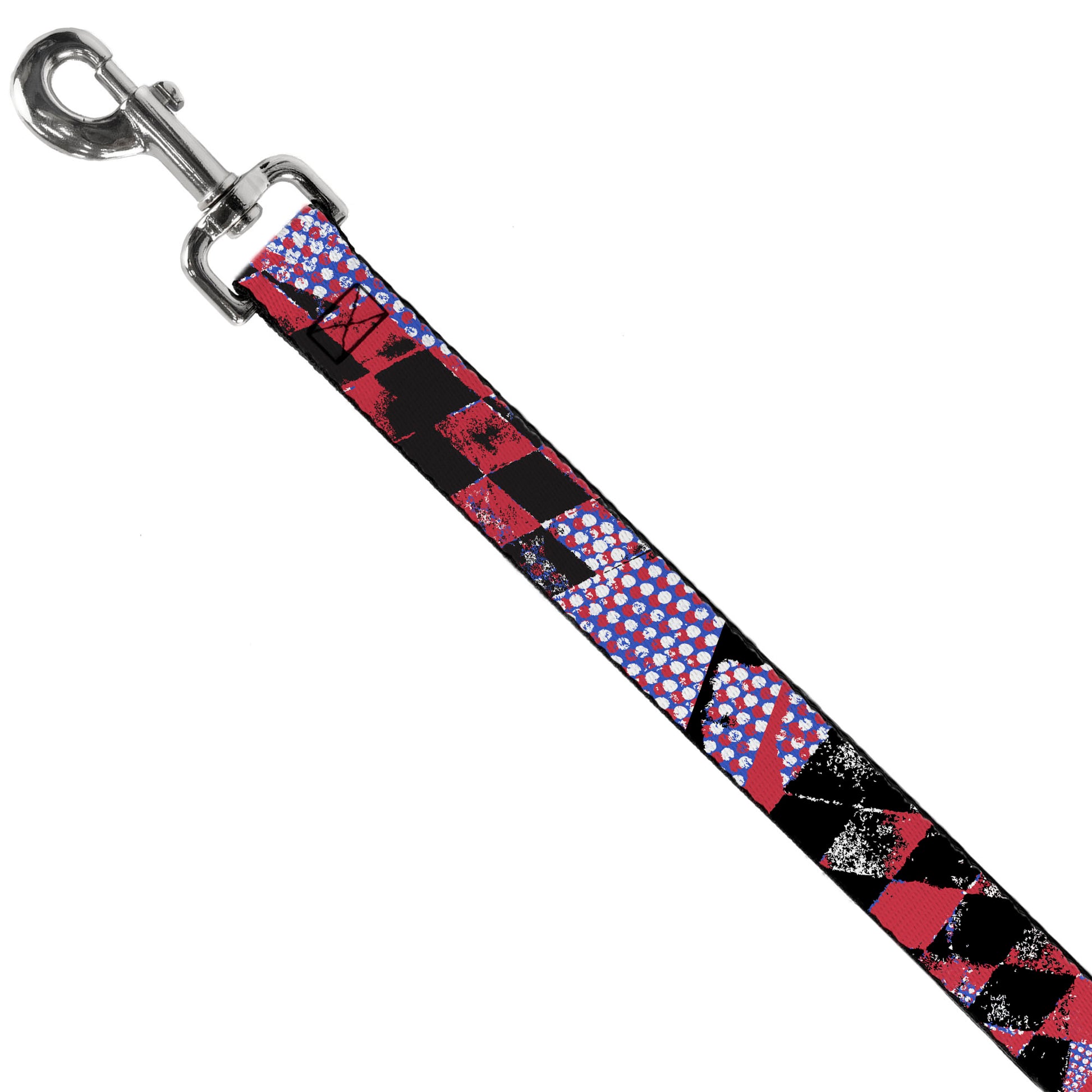 Dog Leash - Grunge Checker Flag Blue/Red Dog Leashes Buckle-Down