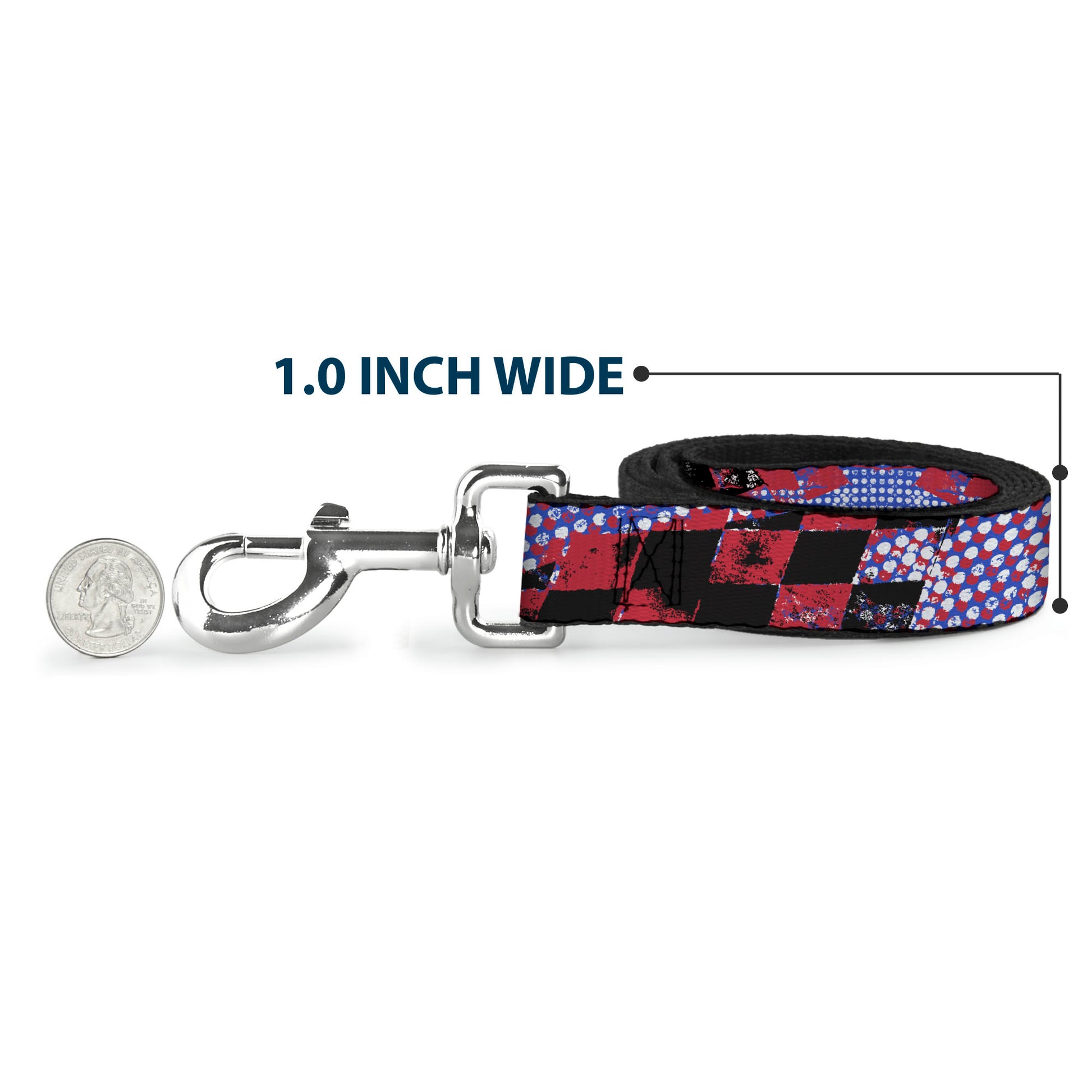 Dog Leash - Grunge Checker Flag Blue/Red Dog Leashes Buckle-Down