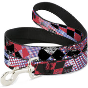 Dog Leash - Grunge Checker Flag Blue/Red Dog Leashes Buckle-Down