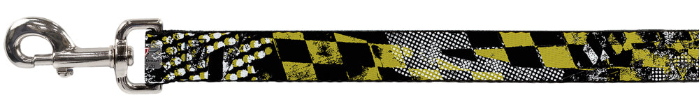Dog Leash - Grunge Checker Flag Green Dog Leashes Buckle-Down
