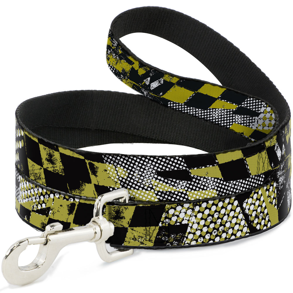 Dog Leash - Grunge Checker Flag Green Dog Leashes Buckle-Down