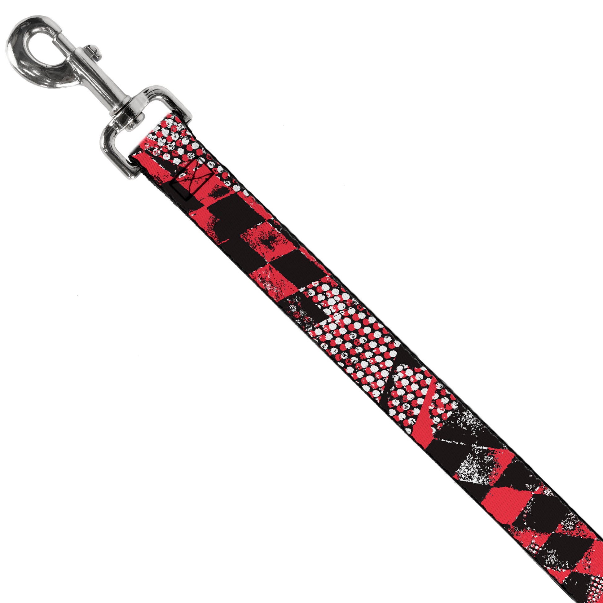 Dog Leash - Grunge Checker Flag Red Dog Leashes Buckle-Down