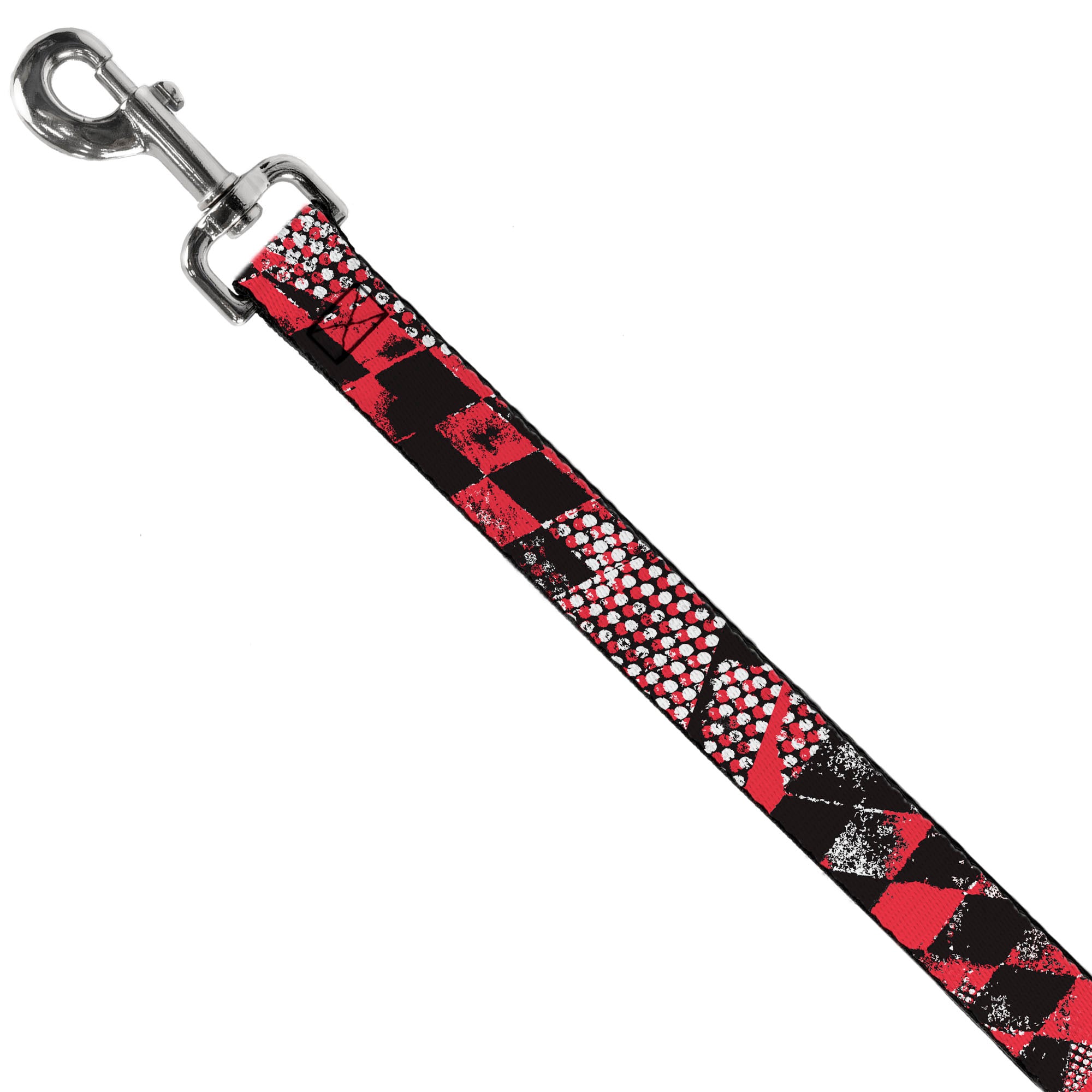 Dog Leash - Grunge Checker Flag Red Dog Leashes Buckle-Down