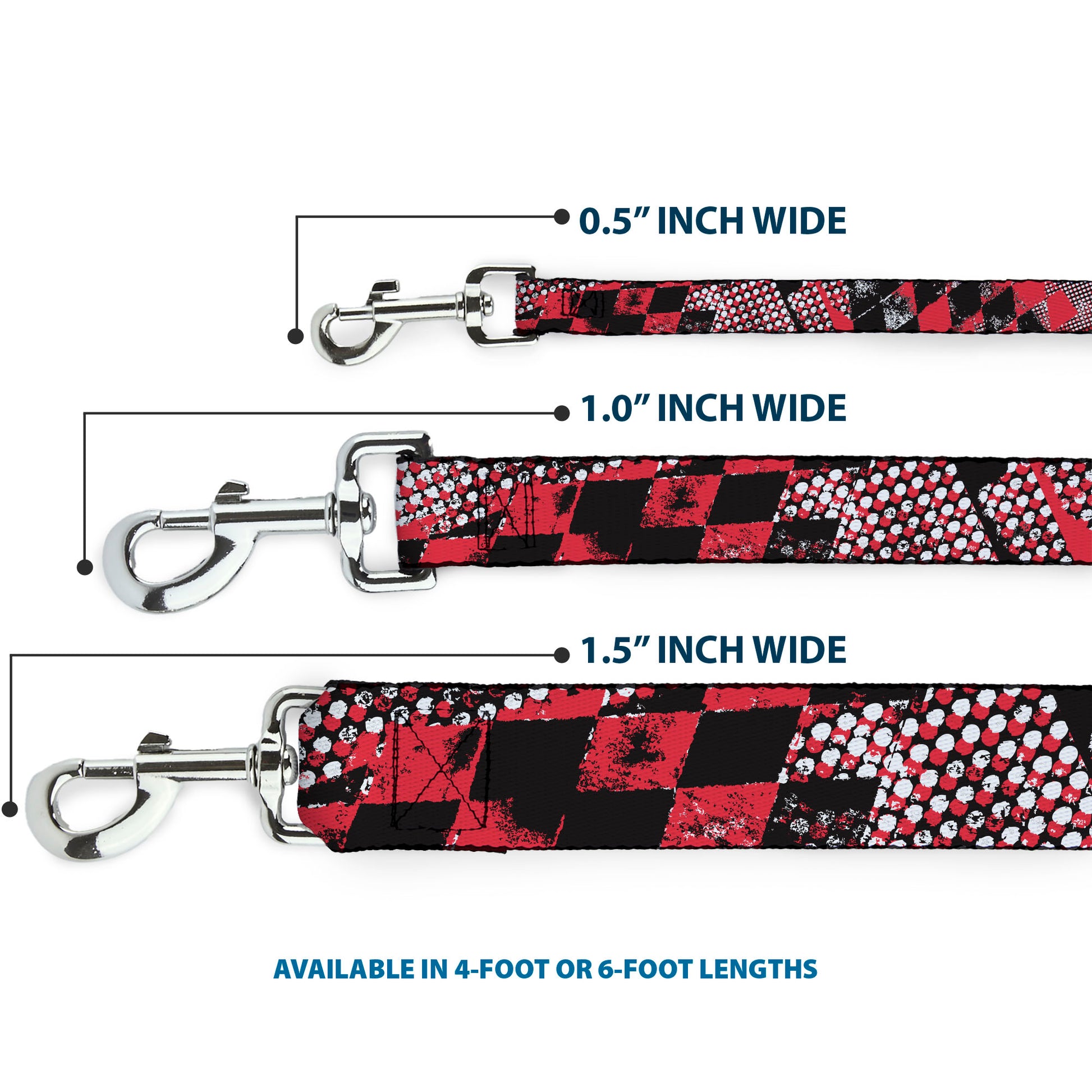 Dog Leash - Grunge Checker Flag Red Dog Leashes Buckle-Down