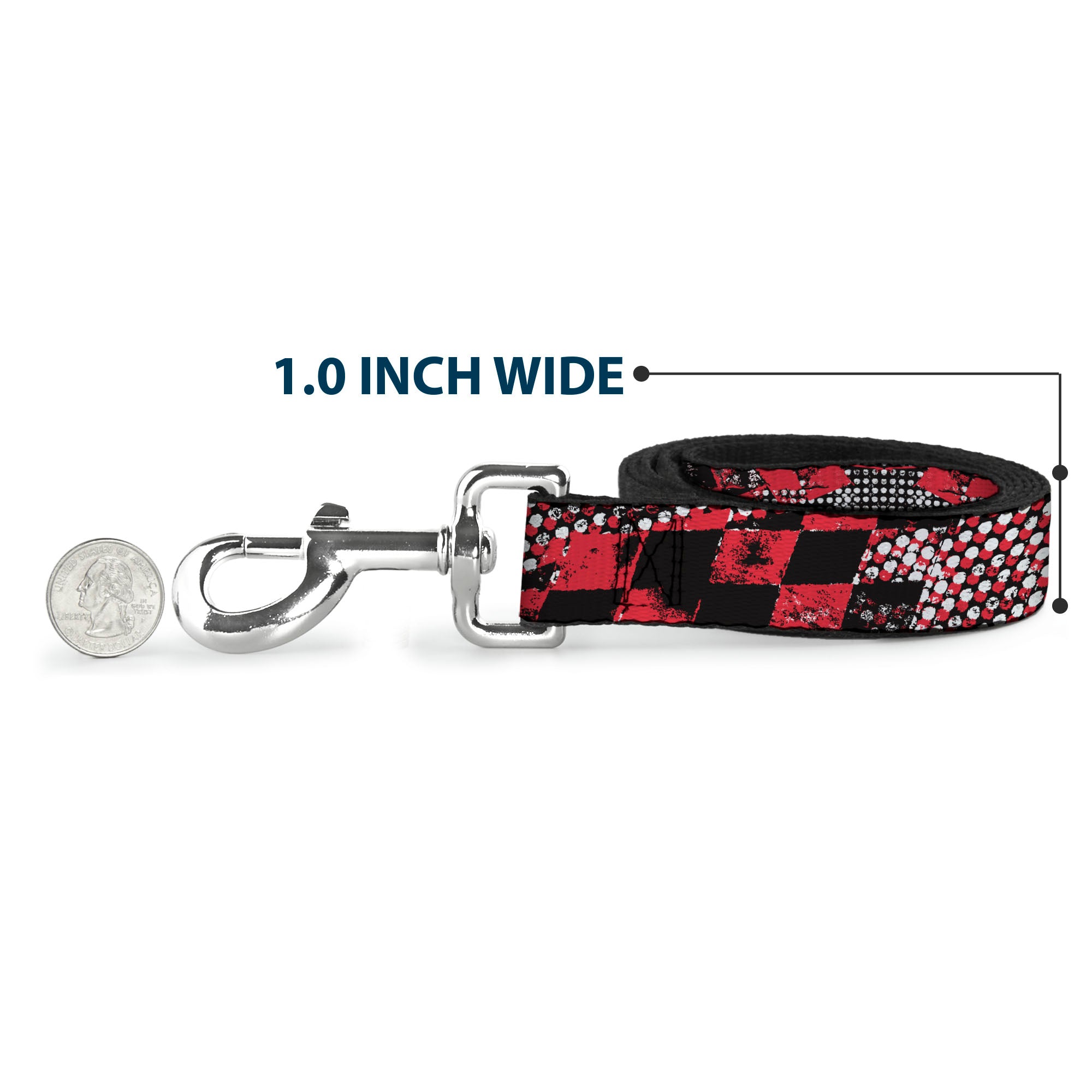 Dog Leash - Grunge Checker Flag Red Dog Leashes Buckle-Down