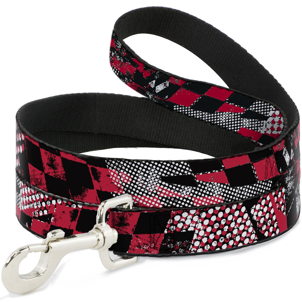 Dog Leash - Grunge Checker Flag Red Dog Leashes Buckle-Down