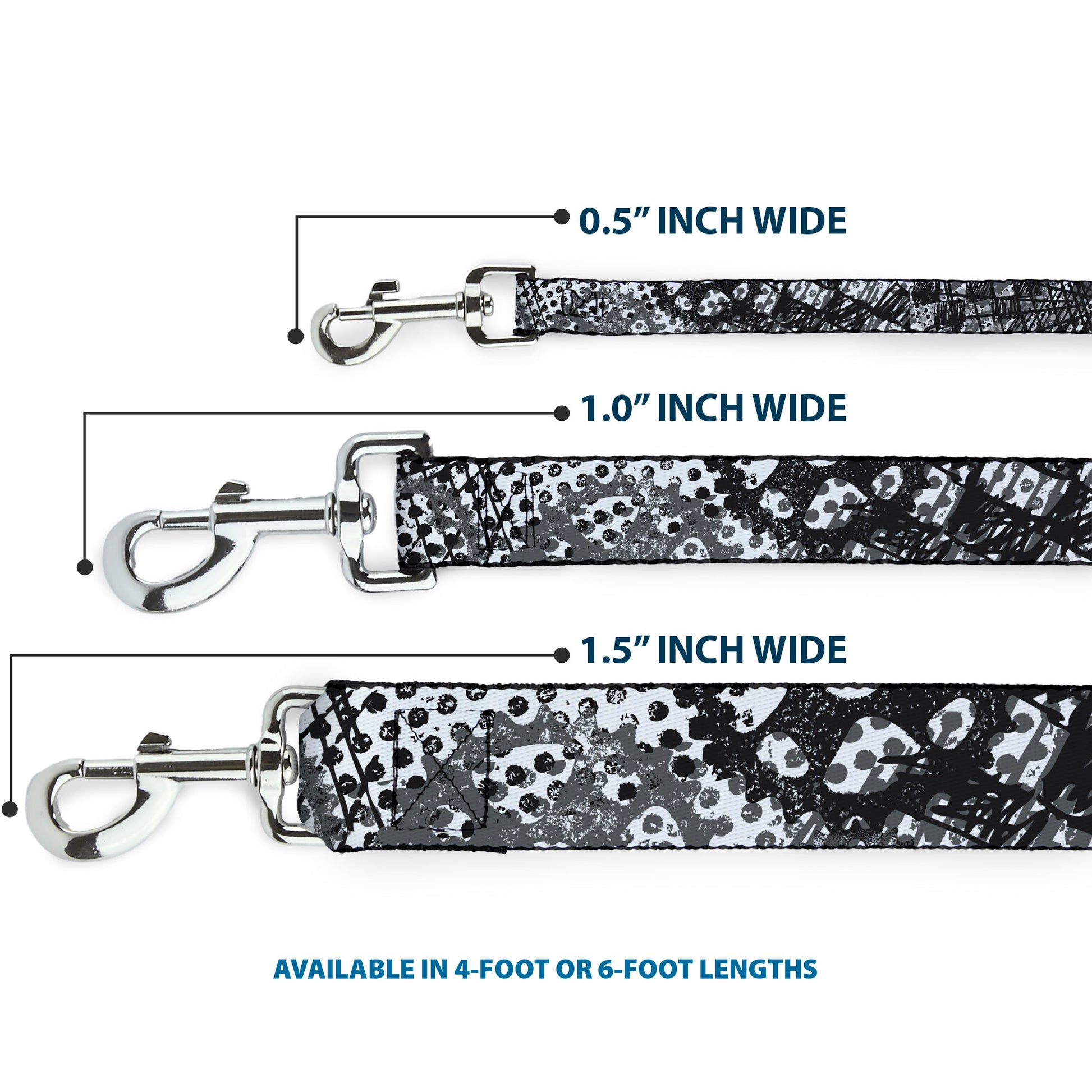 Dog Leash - Grunge Gears Black/White Dog Leashes Buckle-Down