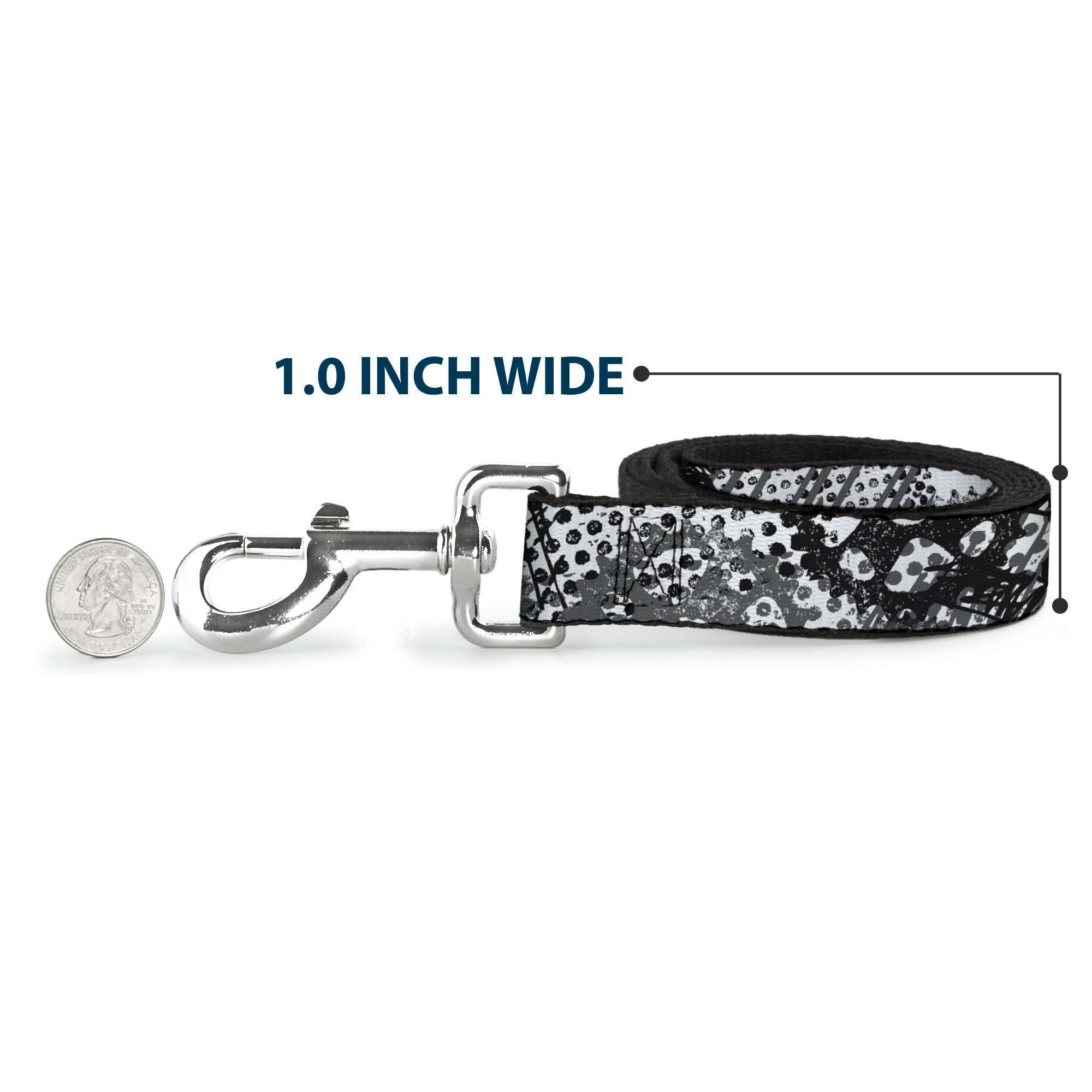 Dog Leash - Grunge Gears Black/White Dog Leashes Buckle-Down