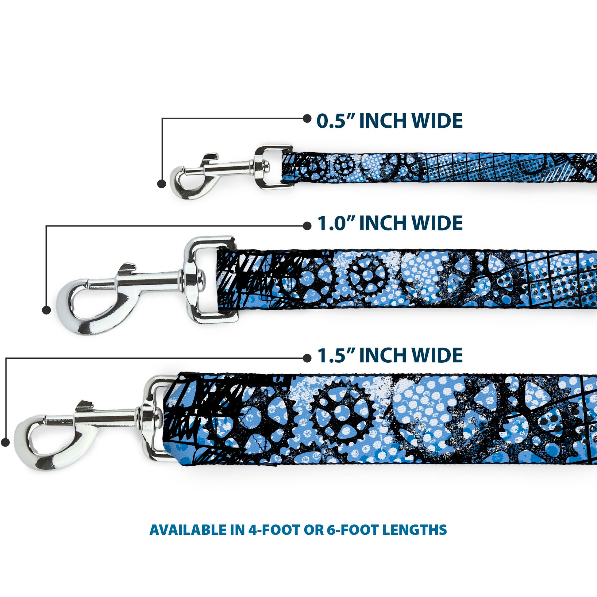 Dog Leash - Grunge Gears Blue Dog Leashes Buckle-Down