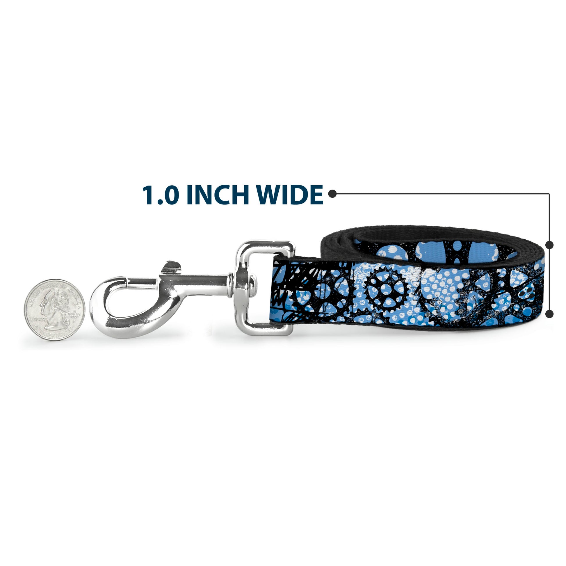 Dog Leash - Grunge Gears Blue Dog Leashes Buckle-Down