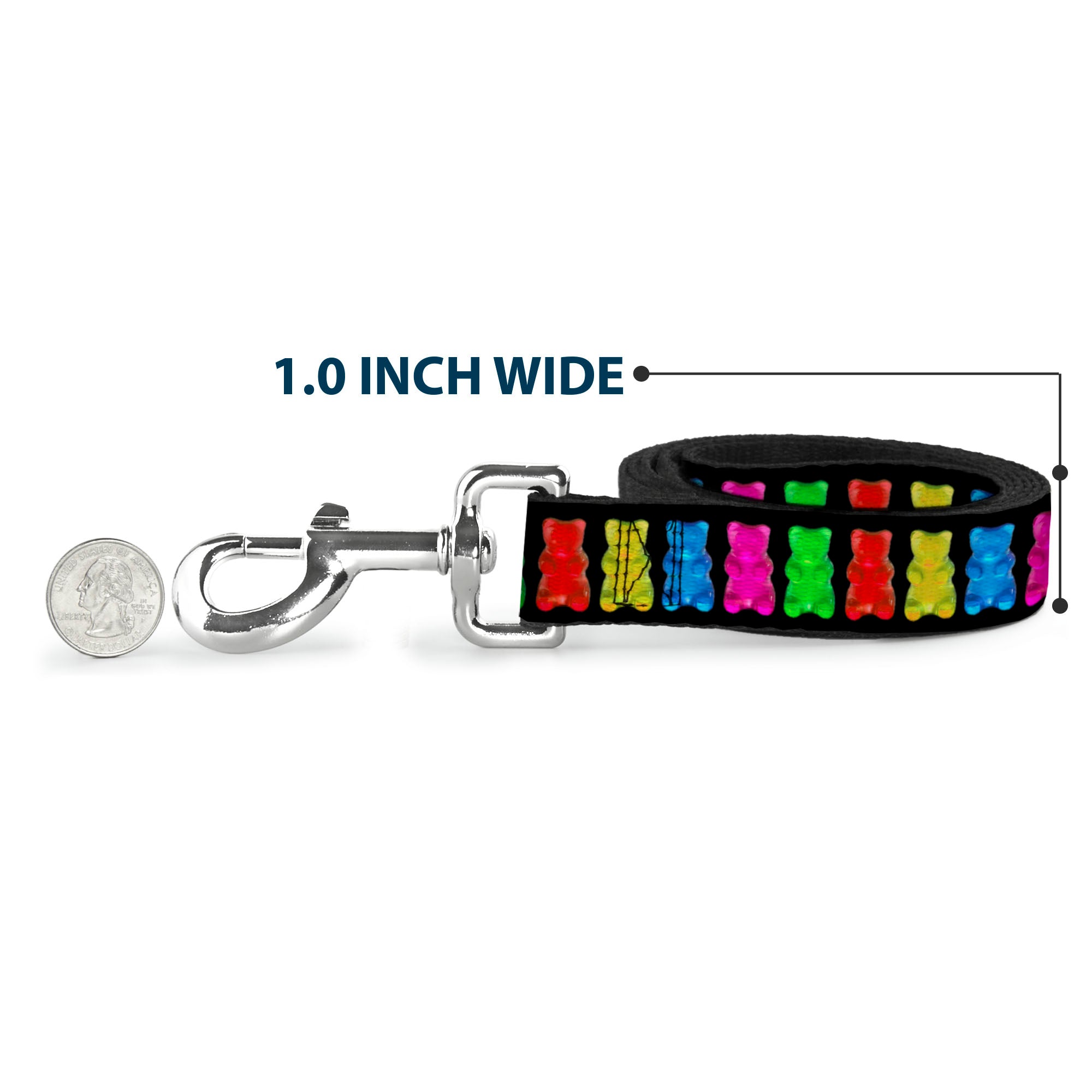 Dog Leash - Gummy Bears Black/Multi Color Dog Leashes Buckle-Down