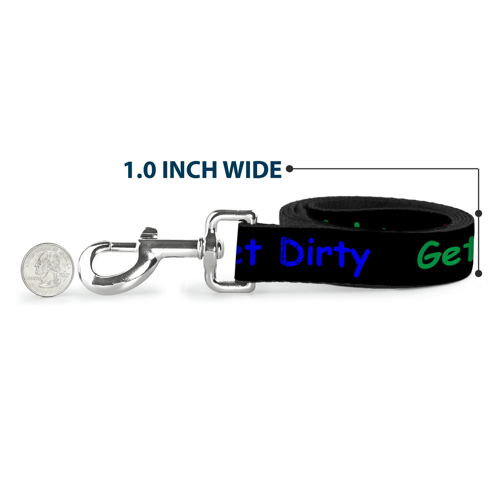 Dog Leash - GET DIRTY Black/White/Blue/Green/Red Dog Leashes Buckle-Down